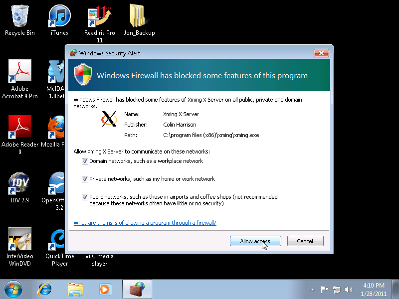 Xming Windows 7