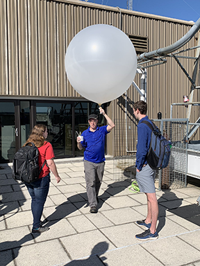 Photo of a weather balloon launch